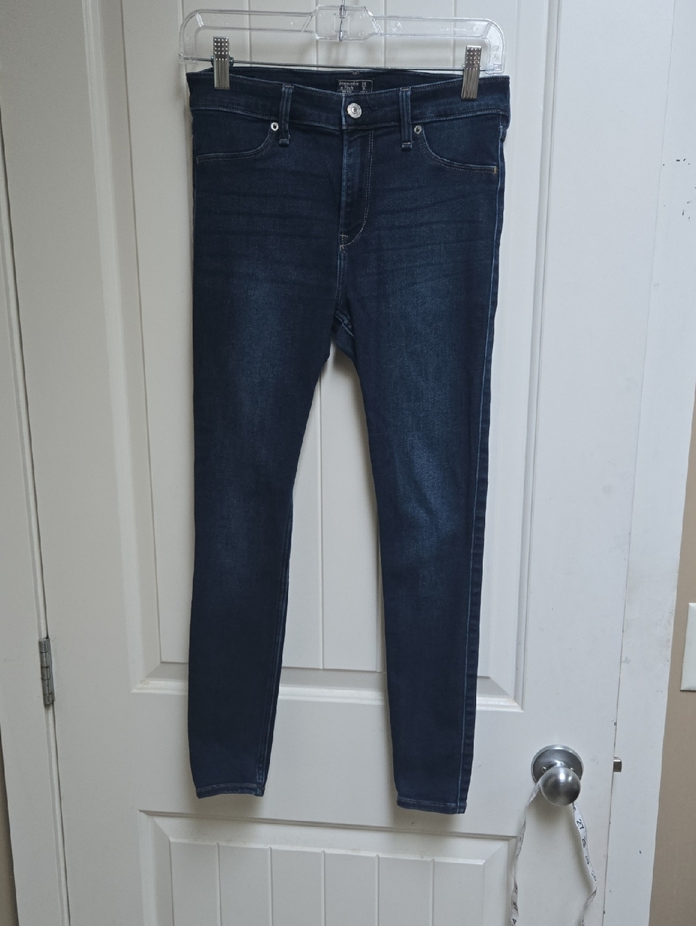 Abercrombie & Fitch Women’s Mid Rise Skinny Jeans Dark Indigo Stretch Denim 28